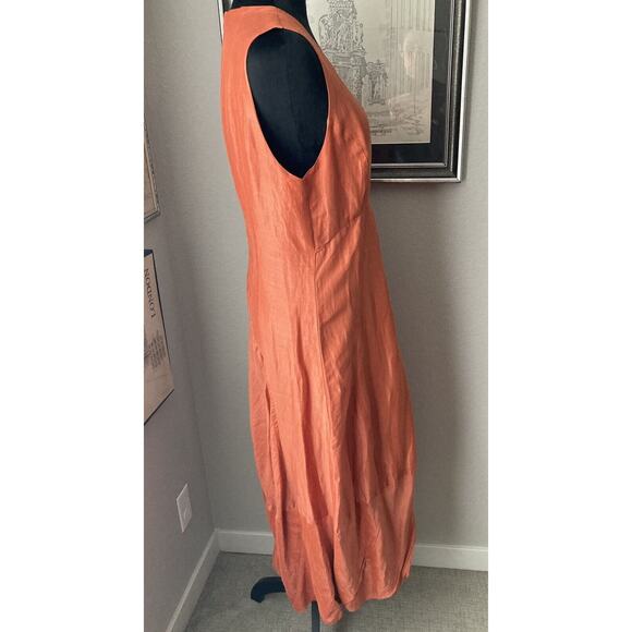 Sonja Marohn Sleeveless V-Neck Orange Long Maxi Dress Layered Lagenlook US Sz 8 - Picture 5 of 15